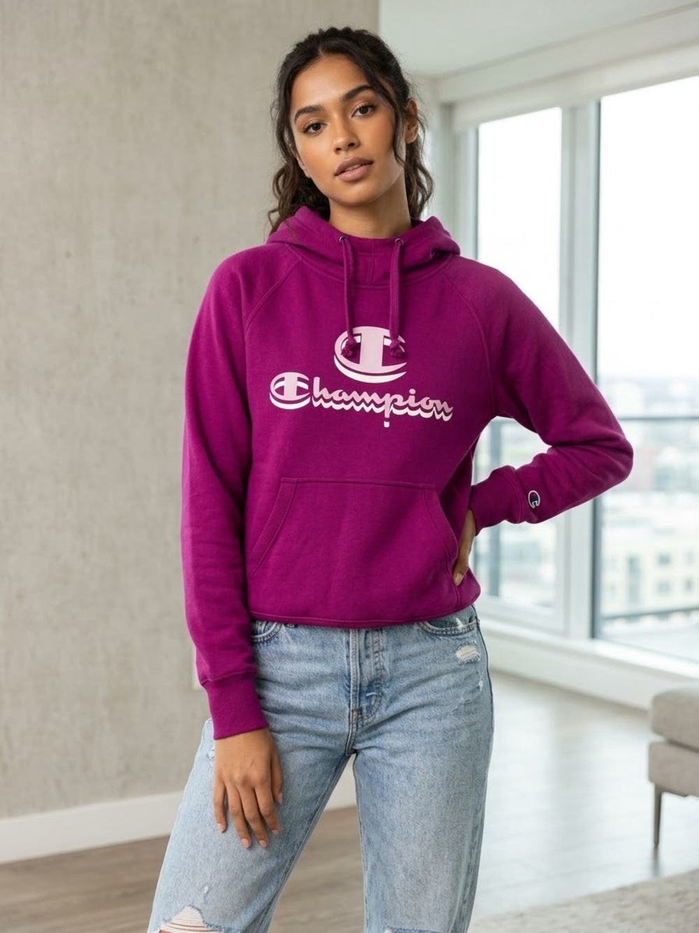 Champion Fleece Hoodie Sweatshirt M